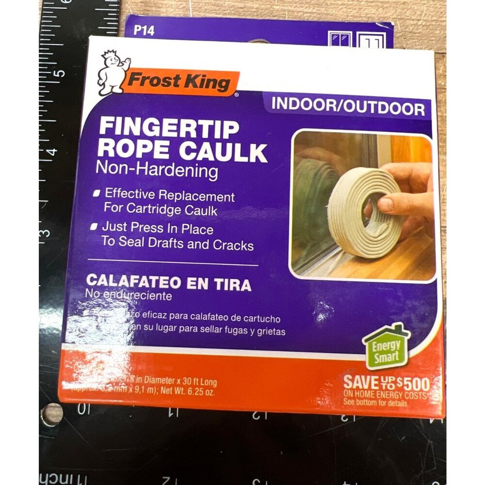 Frost King P14 Fingertip Rope Caulk, 1/8 Inch x 30 Feet, Gray